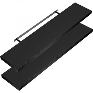 CASARIA Set de 2 Étagères murales flottantes MDF robuste effet flottant support de fixation inclus étagère bois rangement livre décoration CD Set de