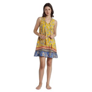 Admas pour femme. Robe sans manches Hippy Beach jaune Admas