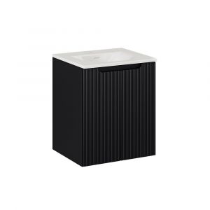 Meuble simple vasque encastrée 50cm 2 portes Riva Noir
