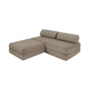 Canapé d'angle convertible 4 places en tissu taupe