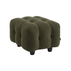 Pouf, repose-pieds pour canapé 2 place bouclette texturée kaki
