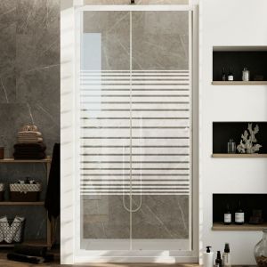 Porte de douche blanche coulissante pour h 185 verre s&eacute;rigraphi&eacute; mod. Blanc 140 cm