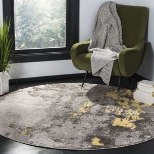Safavieh Adirondack Collection ADR114A Tapis décoratif 3 x 4,3 m, Polypropylène, Gris/Jaune, 4' Round