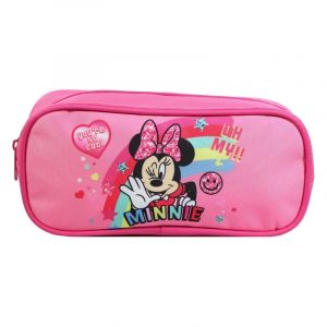 Bagtrotter trousse scolaire rectangulaire disney minnie rose arc en ciel