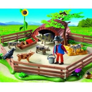 Image de Playmobil 5122 - Enclos et éleveur de cochons