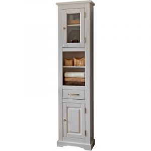 AC-Déco Colonne de salle de bain Romantic - 45 x 30 x 190 cm - Grande armoire Blanc