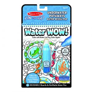 Melissa & Doug Water Wow Sous la mer, Bloc d'activit&eacute;s de coloriage &agrave; r&eacute;v&eacute;lation &agrave; l'eau r&eacute;utilisable, Livres d'activit&eacute;s, Loisirs cr&eacute;atifs pour filles et gar&ccedil;ons de 3 4 5 6 7 ans