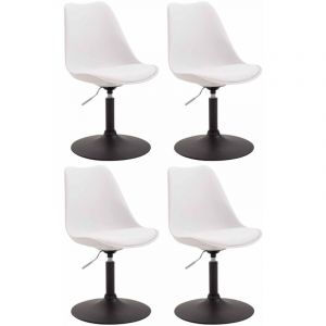 CLP Lot de 4 Chaises de salle &agrave; manger Maverick en Plastique avec pied m&eacute;tal, Blanc /Noir