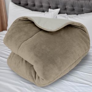 Soleil d'Ocre Couette doublée Polaire Microfibre 140x200 cm Bicolore Ivoire et Sable