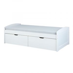 Image de Declikdeco Lit simple avec rangements EINO blanc