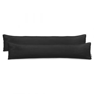 DecoKing Lot de 2 taies d'oreiller 20 x 120 cm en Jersey de Coton avec Fermeture &Eacute;clair Noir Ambre