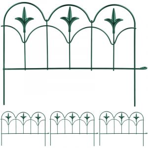 Relaxdays Bordure de Jardin, Lot de 4 éléments, métal, HxL: 28x38,5 cm chacun, extérieur, à Planter dans Le Sol, Vert
