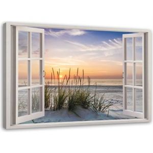 Tableau sur toile, Fenêtre donnant sur la plage (P-1555) 90x60 cm