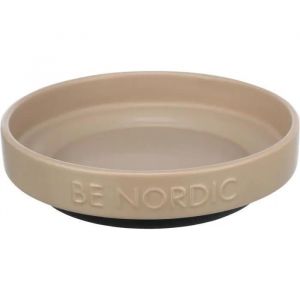 Trixie BE Nordic 24525 Gamelle Plate en c&eacute;ramique pour Petit Chat avec rev&ecirc;tement en Caoutchouc antid&eacute;rapant 300 ML Taupe Diam&egrave;tre 16 cm