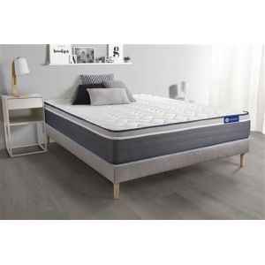 Ensemble matelas ACTILATEX PLUS 90x200 Latex+M&eacute;moire de forme Maxi &eacute;paisseur 7zones de confort + sommier KIT gris