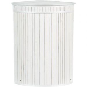 Beliani Panier à Linge Rond Zippé avec Deux Compartiments 60 cm en Bambou Blanc Badulla