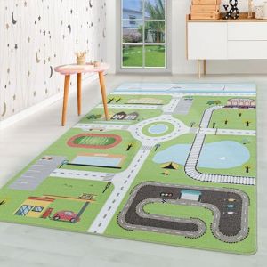 Homebyhome Tapis enfant tapis de jeu color verd 80x120 cm tapis chambre enfant tapis chambre bébé