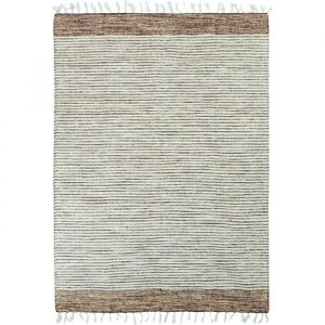 Thedecofactory TERRA COTTON BANDES - <p>Tapis 100% coton bandes sable-blanc 160x230</p> - Blanc