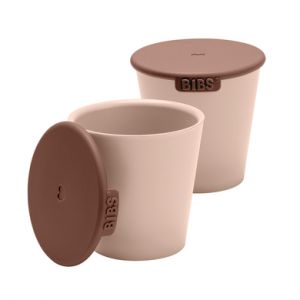 BIBS Jeu de 2 tasses pour bébé ou tout petit, fabriqué au Danemark, entièrement en matériau de qualité alimentaire, antidérapant, passe au lave-vaisselle. Fabriqué au Danemark. Blush/Woodchuck