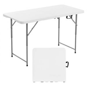 Table Pliante Rectangulaire en Plastique-VEVOR-Table Utilitaire Portable de 122 cm-avec Hauteur R&eacute;glable et Poign&eacute;e Int&eacute;gr&eacute;e