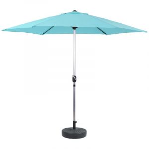 Image de Habitat et Jardin Parasol jardin droit Alu "Sol" - Rond - Ø 3m - Bleu - avec pied lesté