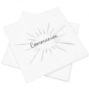 20 Serviettes en Papier Communion Argent
