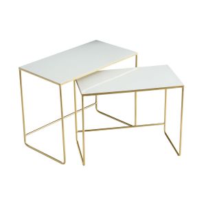 Miliboo Tables basses gigognes blanc et or (lot de 2) WESS