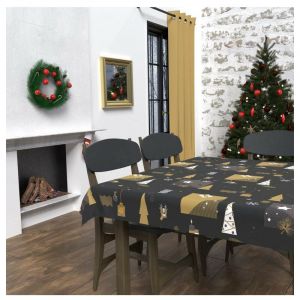 Soleil d'Ocre Nappe rectangle anti-tâches 140x240 cm SAPIN noir, par