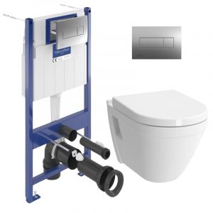 Villeroy & Boch ViConnect Pro S Pack WC bâti + WC suspendu Vitra + abattant SoftClose + plaque (VICONNECTS50-2CH)
