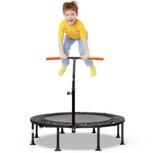 Mini trampoline Coast avec poign&eacute;e r&eacute;glable - jusqu'&agrave; 100kg - &Oslash;117cm