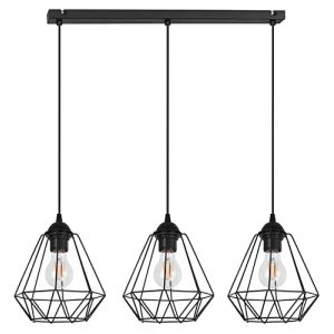 Light-Home Shade Pendant Industrial Chandelier Corral - Lustre moderne pour la chambre &agrave; coucher, le salon et la cuisine - M&eacute;tal - Noir - &Agrave; 3 Lumi&egrave;res