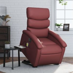 VidaXL Fauteuil inclinable de massage électrique rouge bordeaux