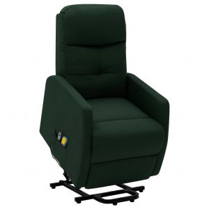 Image de VidaXL Fauteuil Inclinable de Massage Tissu Vert Foncé