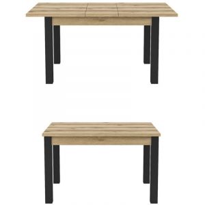 Meublorama - Table extensible 8 personnes pour salle à manger Collection darwin. Plateau chêne clair. Pieds noirs