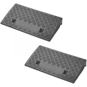 Mobilibrico - Rampe De Bordure 70mm Noir Ensemble De 2 Pi&egrave;ces