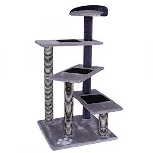 Lionto Arbre à Chat Arbre à Grimper griffoir pour Chat Hauteur 100 cm, Gris/Gris Clair
