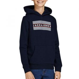 Jack & Jones Sweat &agrave; Capuche &agrave; Logo Pull-Over de Base avec Poche Kangourou JJECORP, Couleurs:Bleu-3, Taille:176