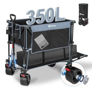 Sekey XXXXL Chariot de Transport Pliable 350 l avec pneus Extra Larges 17 x 10 cm 4XL Double 4021 Bleu avec Noir