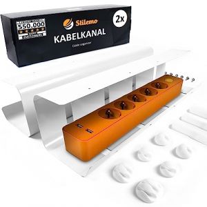 Stilemo Cable Tray Desk 2 Piece - Support de câbles 43 CM - Organisateur de câbles 5 KG Capacité de charge - Blanc