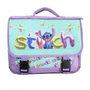 Bagtrotter - Stitch - Stitch et Angel - Cartable 38cm - Bleu - 2 Compartiments - 1 Poche Sous Rabat -Bretelles Matelassés -...