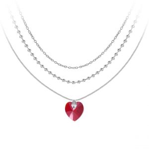 Collier coeur par So Charm orn&eacute;e de cristaux Swarovski BS4393-SIAM-SN016+B2385-ARGENT+B2382-ARGENT