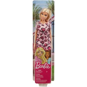 Mattel Chic poupée aux cheveux Blond avec robe rose à motifs cœurs et chaussures blanches, jouet pour enfant, GHW45