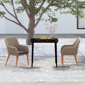 VidaXL Ensemble De Salle ¿¿ Manger De Jardin Avec Coussins 3 Pcs Marron
