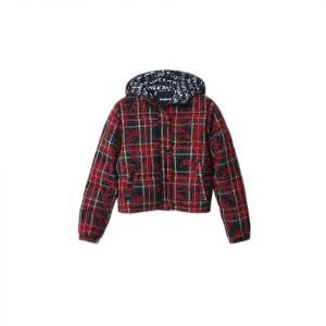 Desigual Veste courte padded imprimé tartan Rouge - Taille 040