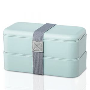 Xavax Boîte bento, 2 lunch boxes empilables, 500ML par compart., bleu pastel 00181595