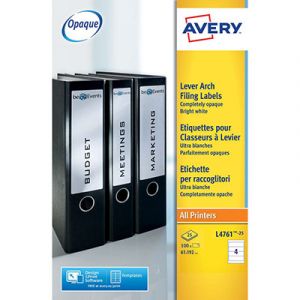 Image de Avery-Zweckform Boîte de 100 étiquettes laser pour dos de classeur 192X61 L4761-25