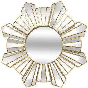 Image de Miroir mural Baroque en m&eacute;tal Dor&eacute; D 70 cm