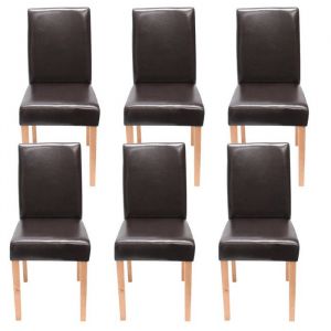 Décoshop26 Lot de 6 chaises de salle à manger cuisine en synthétique marron pieds en bois clair design moderne - marron