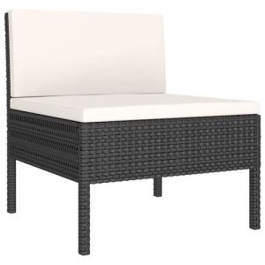 VidaXL Salon de jardin 9 pcs avec coussins Résine tressée Noir