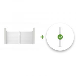 Casanoov - Pack portail battant eiger 300x140cm + 2 poteaux eifel H.166cm Blanc
